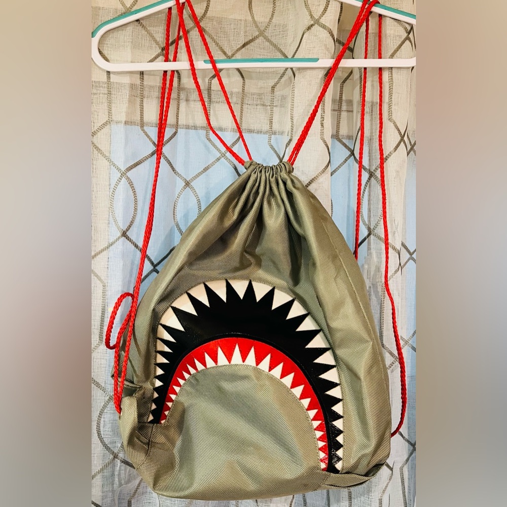 Shark drawstring bag